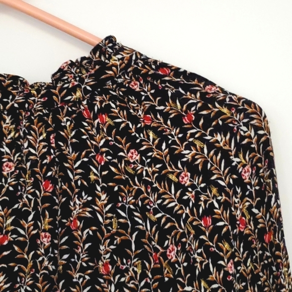 •Floral print•metallic gold accent•smock baby doll•Small - Picture 2 of 11